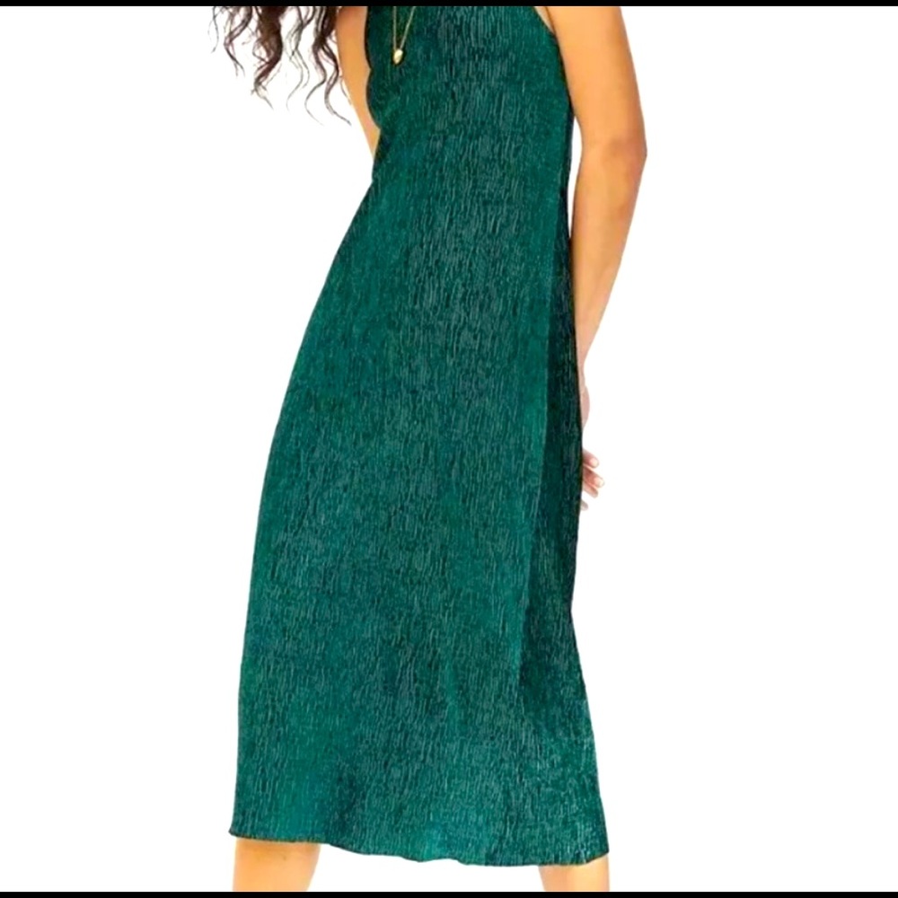 Emerald Anthropologie Twist Back Velvet Dress